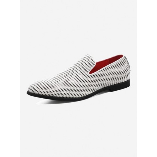 Houndstooth Pattern Flat Loafers