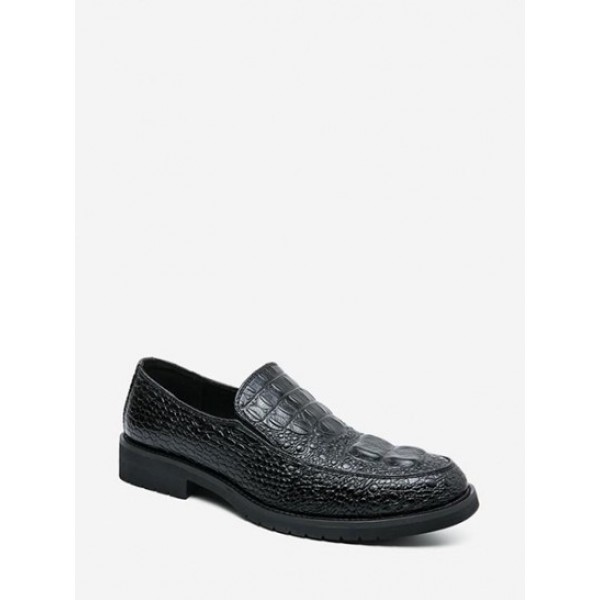 Solid Color Embossed Low Top Loafers Sho...