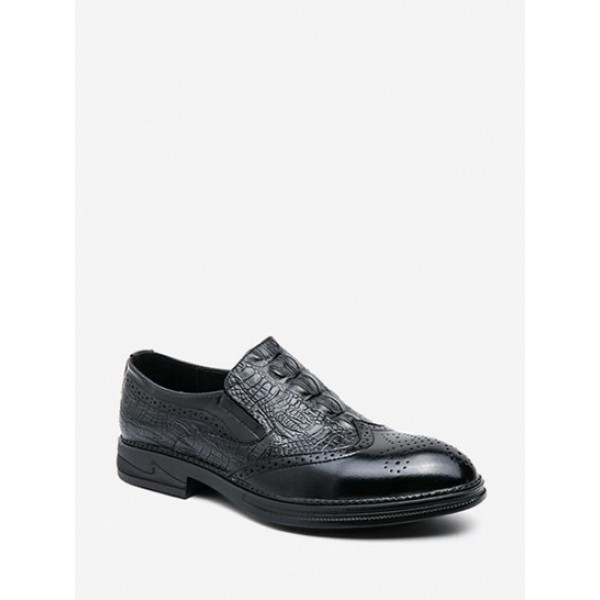 Wingtip Detail Embossed Business Shoes...