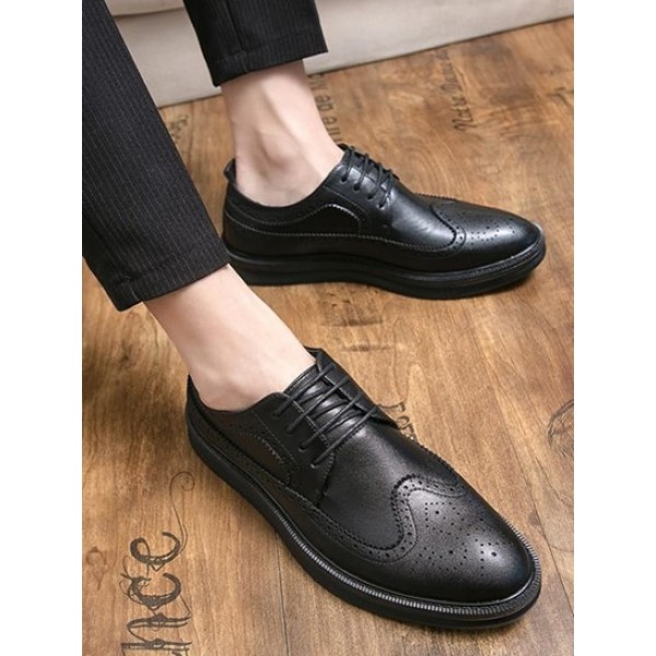 Openwork Design Faux Leather Shoes