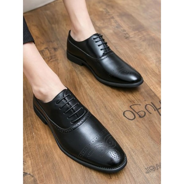 Wingtip Detail Lace-up Business Formal Shoes