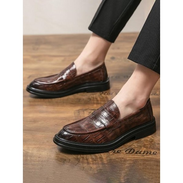 Embossed Slip On Faux Leather Shoes