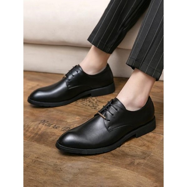 Lace Up Front Breathable Faux Leather Shoes