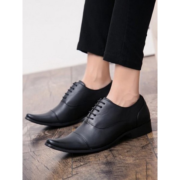 Upwarp Toe Business Faux Leather Shoes