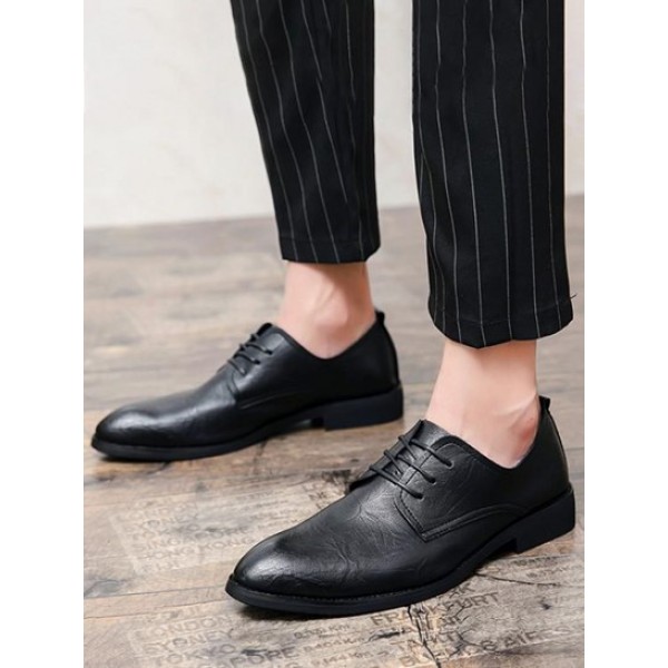 Portability Solid Color Business Faux Leather Shoes