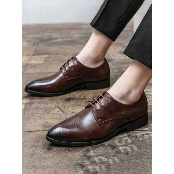 Lace Up Front Wingtip Detail Business Shoes