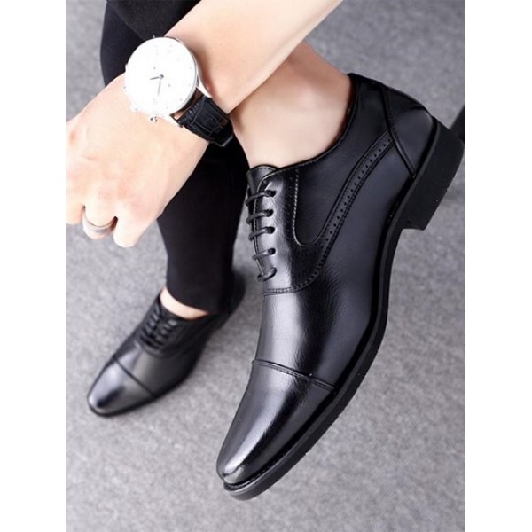 Solid Color Lace-Up Front Business Formal Shoes