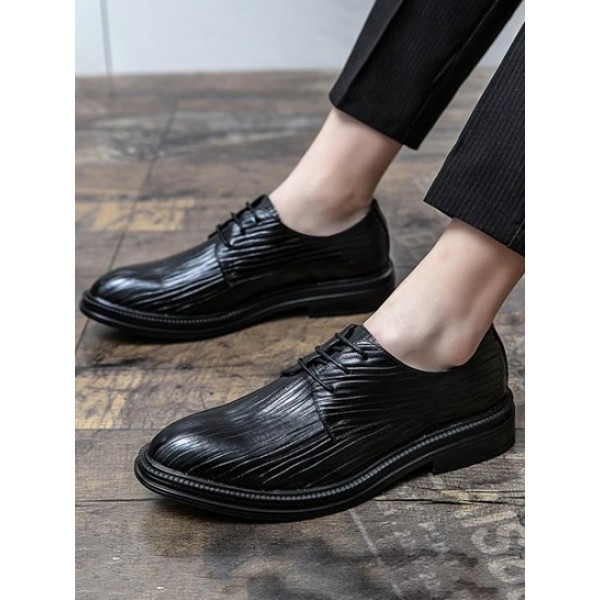 Striped Embossed Business Faux Leather Shoes