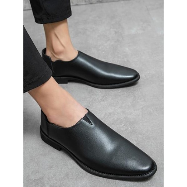 Pointed Toe Slip On Faux Leather Shoes