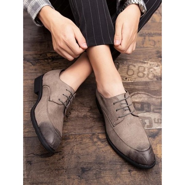 Lace-up Front Low-top Casual Leather Shoes