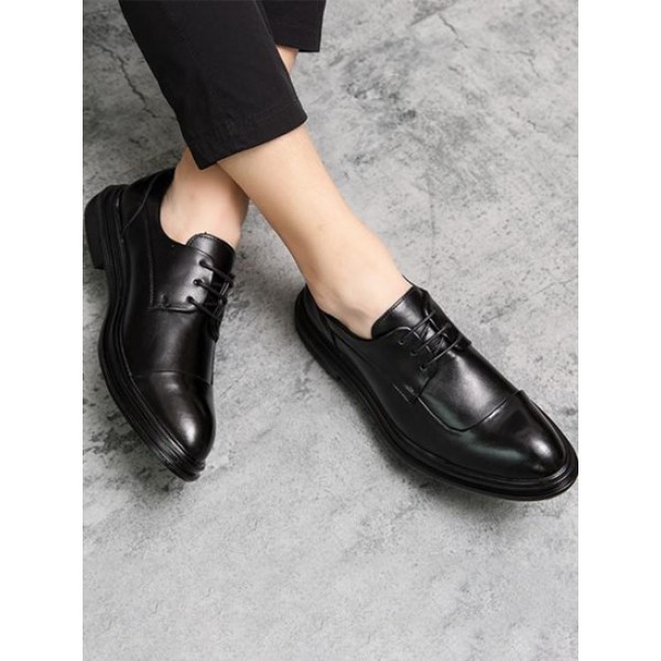 Lace-up Front Business Faux Leather Shoes