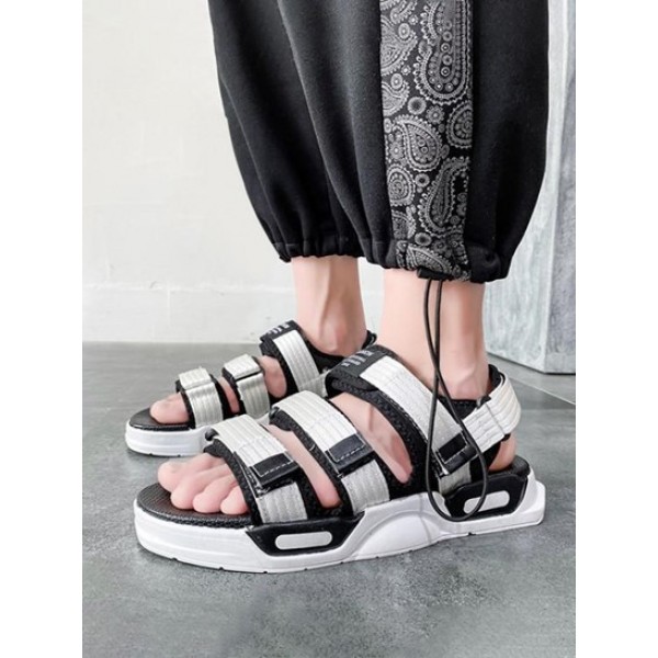 Multi Straps Hook And Loop Sandals