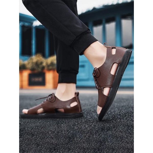 Breathable Leather Casual Sandals