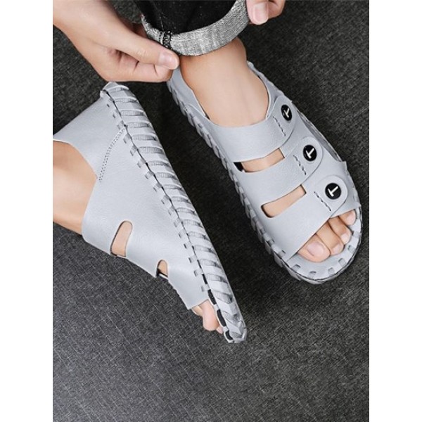 Multi Straps Breathable Solid Color Sandals