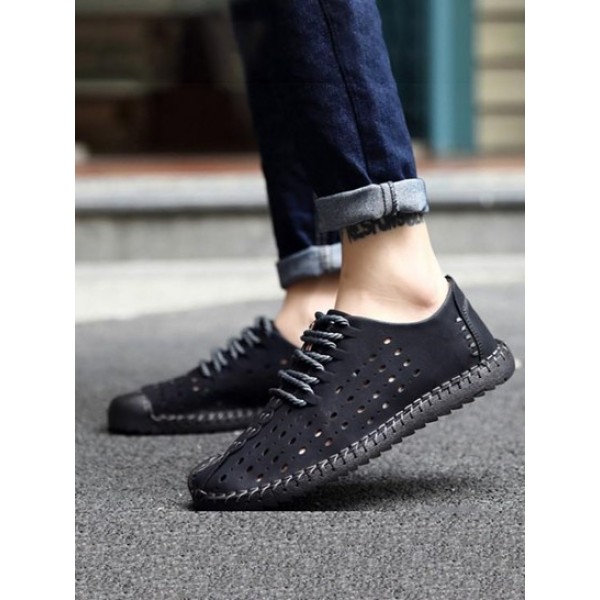 Breathable Hollow Out Lace-up Leather Shoes