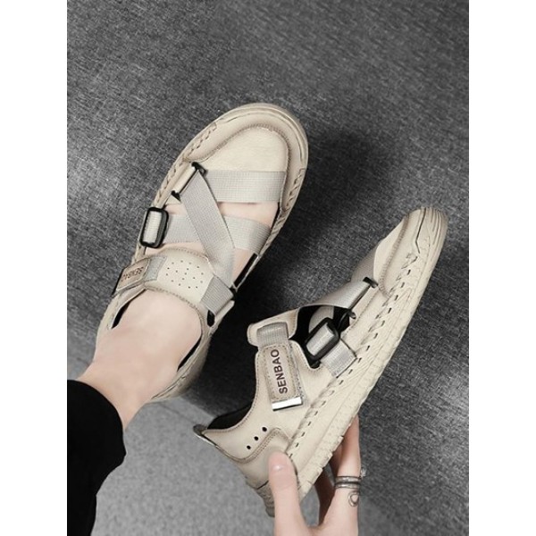 Men Buckle Strap Cut Out Casual Shoes