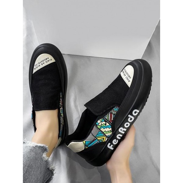 Letter Tribal Geometric Pattern Slip On Shoes