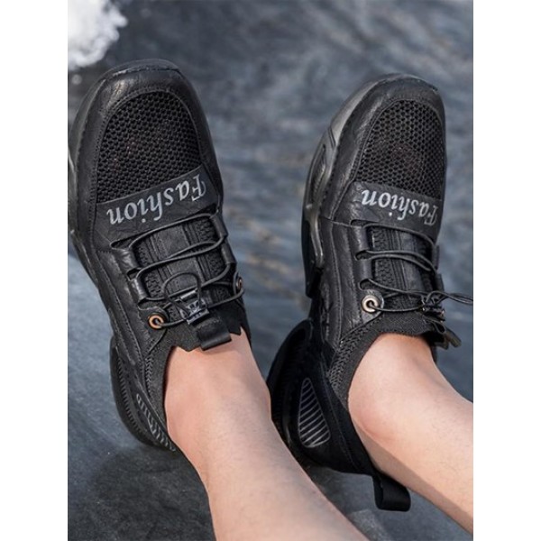 Men Letter Printed Breathable Mesh Casual Shoes