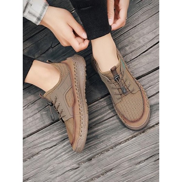 Men Elastic String Design Breathable Casual Shoes