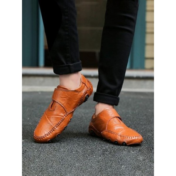 Men Button Design Solid Color Loafers