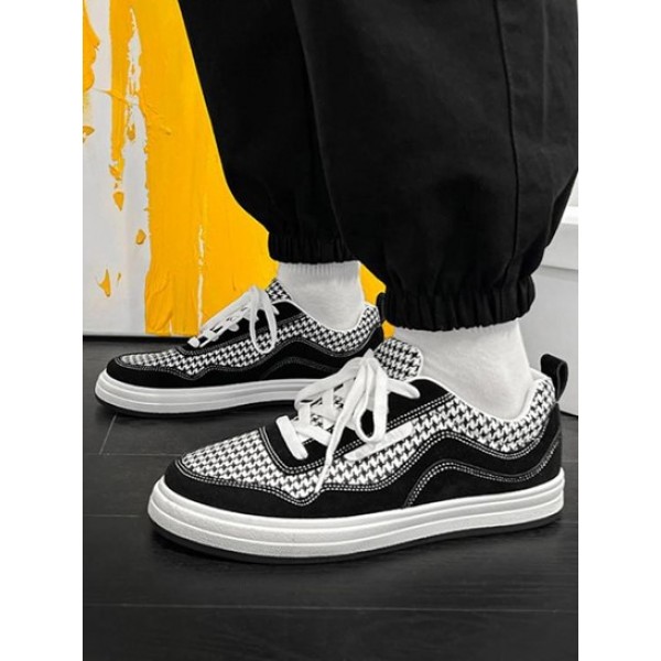 Houndstooth Panel Skate Shoes