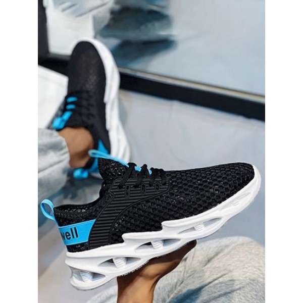 Letter Tape Breathable Hollow Sole Sneakers