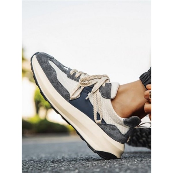 Patchwork Chunky Heel Breathable Clunky Sneakers