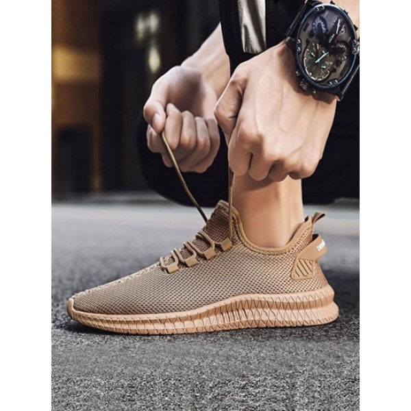 Mesh Cloth Lace Up Front Running Shoes
