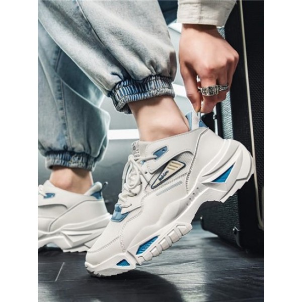 Mesh Panel Lace Up Chunky Sneakers