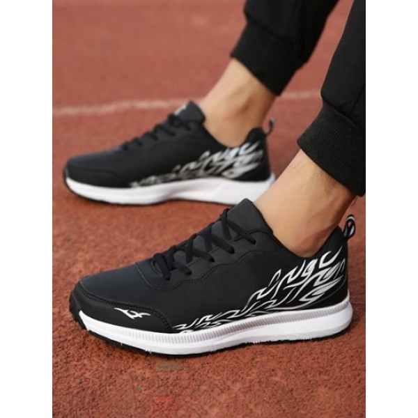 Graphic Print Colorblock Lace Up Front Sports Shoes