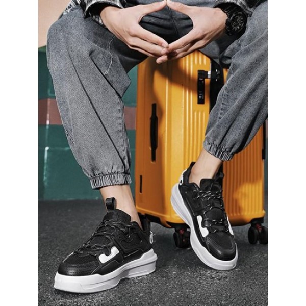 Lace-up Front Colorblock Thick Bottom Sneakers