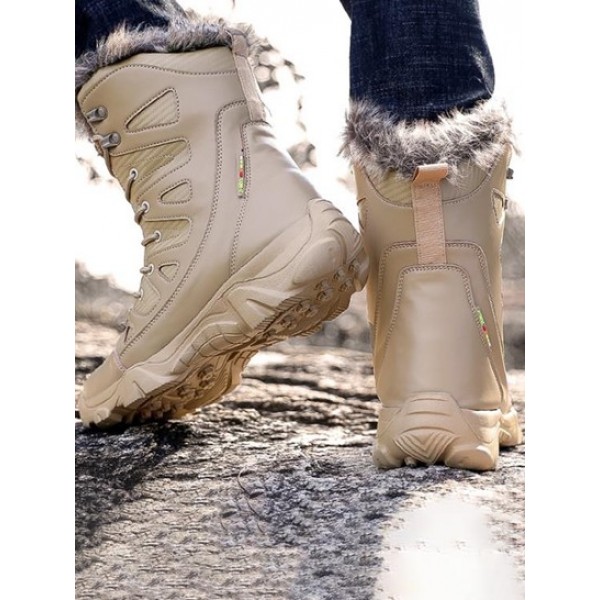 Plush Lining Lace Up Front Warm Outdoor Snow Boots