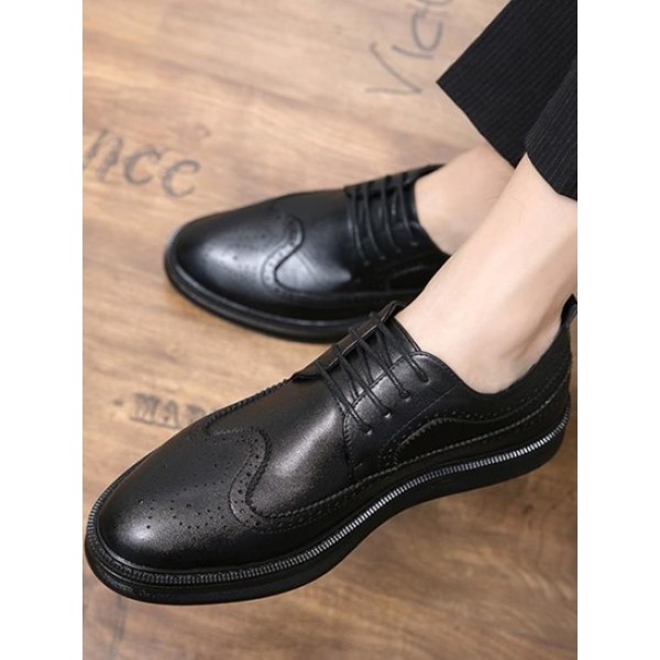 Openwork Design Faux Leather Shoes