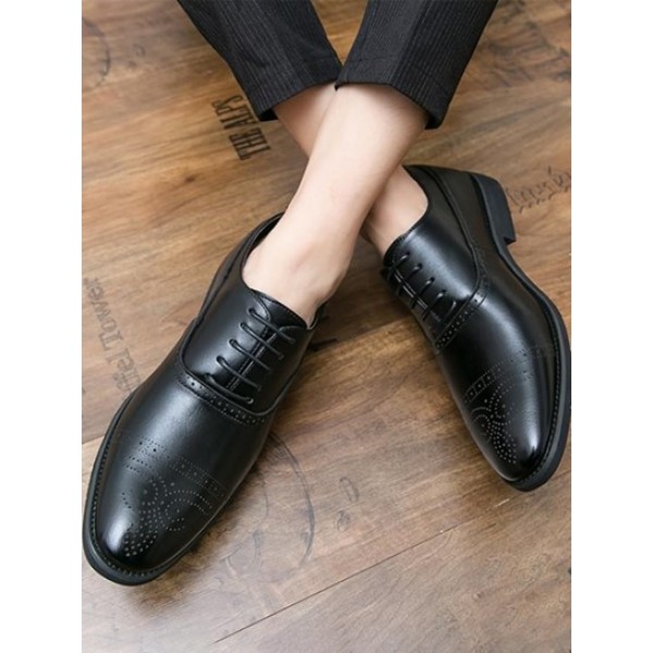 Wingtip Detail Lace-up Business Formal Shoes