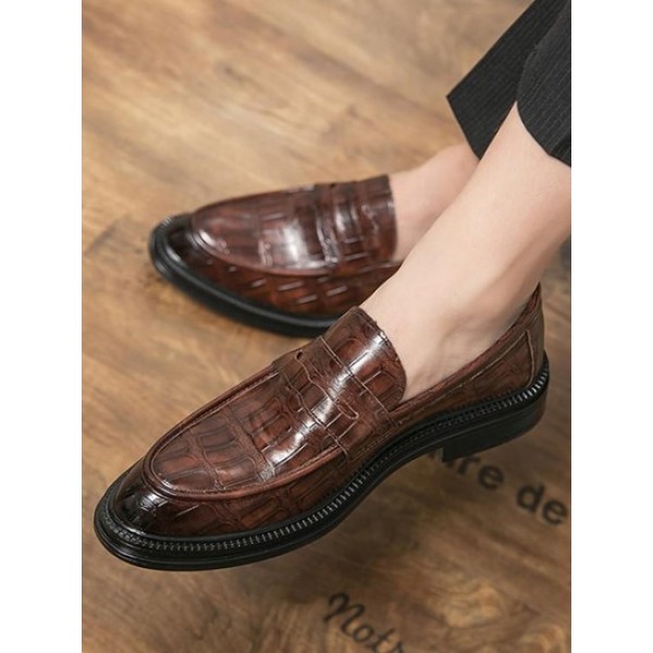 Embossed Slip On Faux Leather Shoes