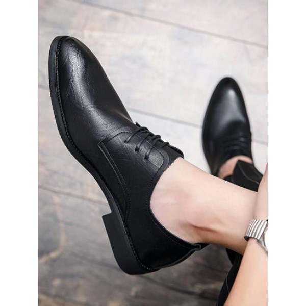 Portability Solid Color Business Faux Leather Shoes