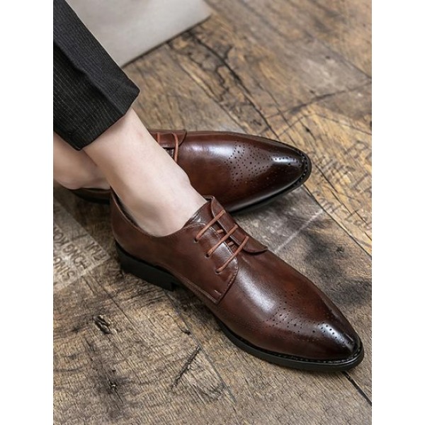 Lace Up Front Wingtip Detail Business Shoes