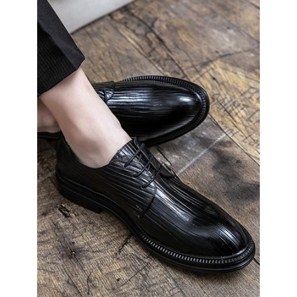 Striped Embossed Business Faux Leather Shoes