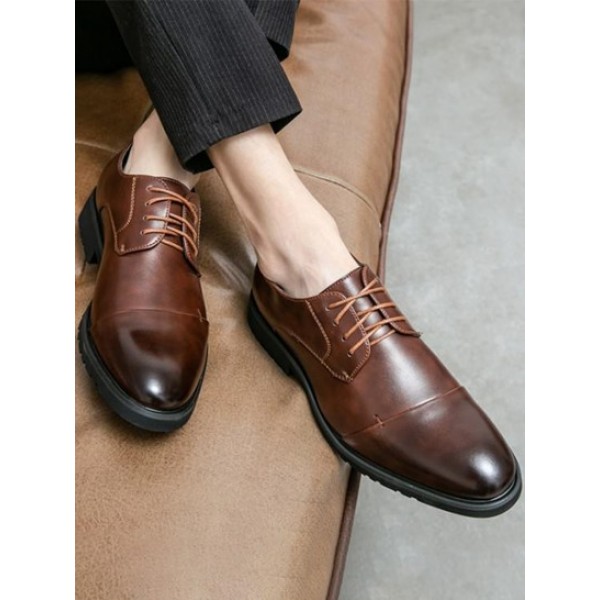 Pointed Toe Lace-up Front Formal Leather Shoes