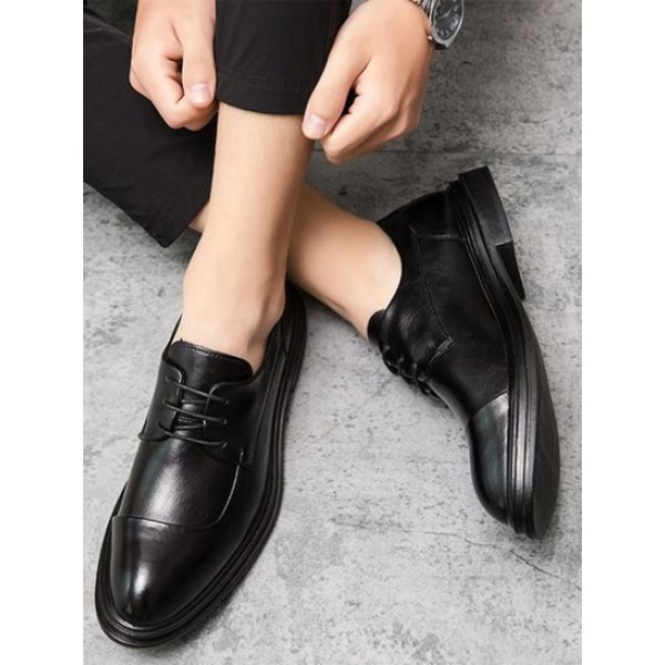 Lace-up Front Business Faux Leather Shoes