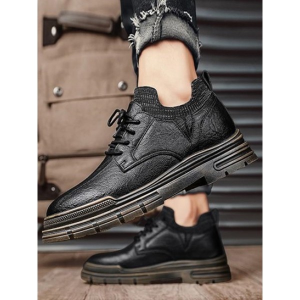 Lace-up Front Knit Splicing Oxford Shoes