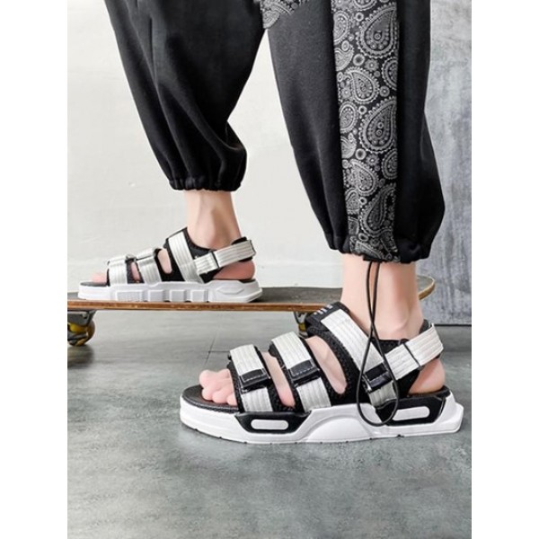 Multi Straps Hook And Loop Sandals