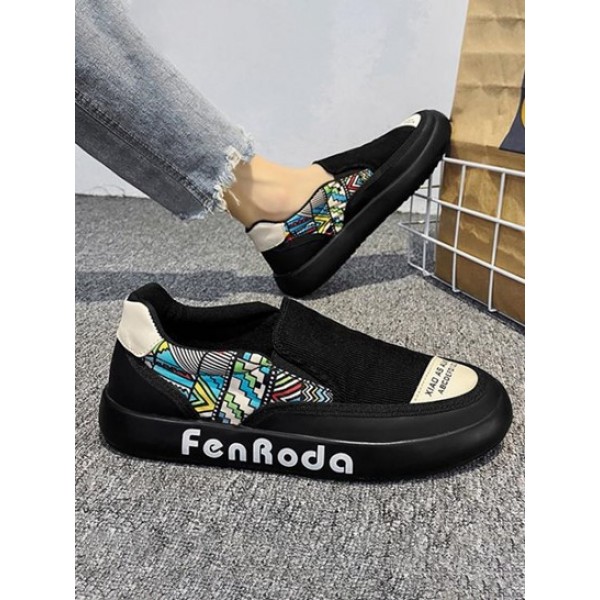 Letter Tribal Geometric Pattern Slip On Shoes