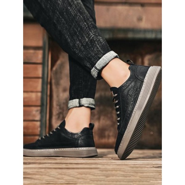 Letter Patched Lace Up Board Shoes