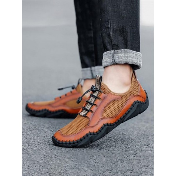 Men String Design Slip On Mesh Casual Shoes