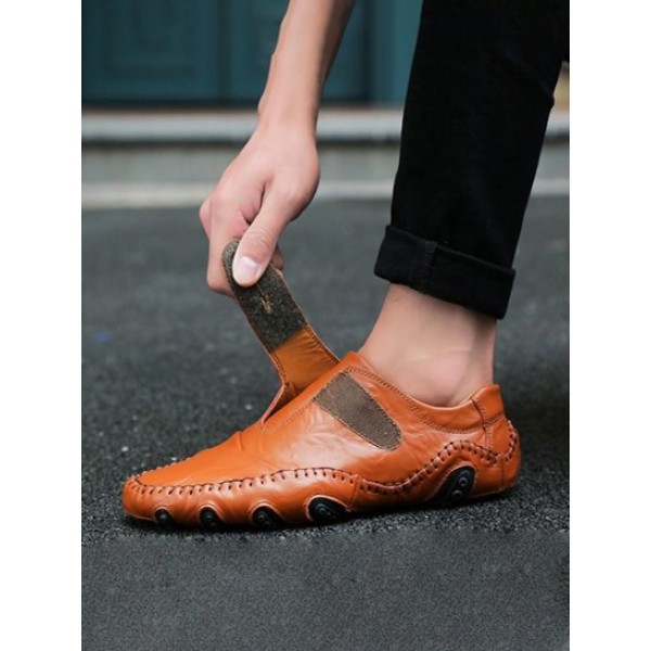 Men Button Design Solid Color Loafers