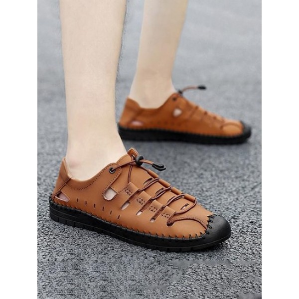 Men Summer Hollow Out Solid Color Casual Shoes