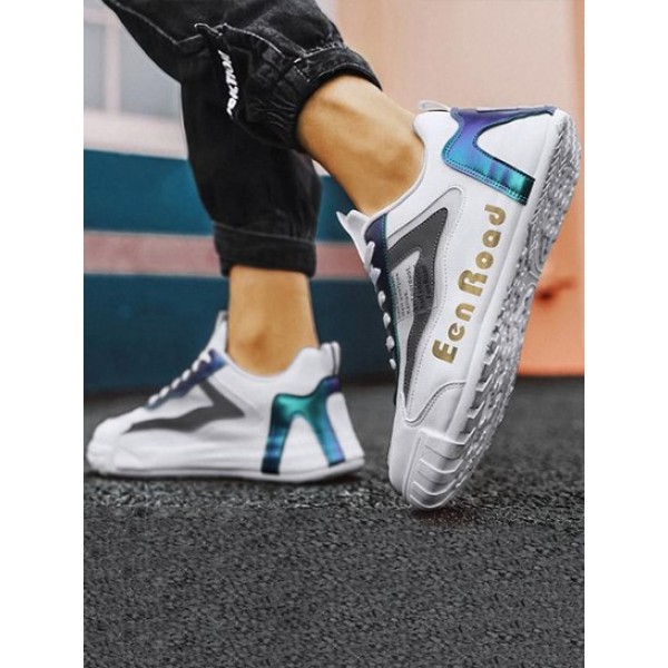 Mesh Panel Letter Colorblock Chunky Style Sneakers