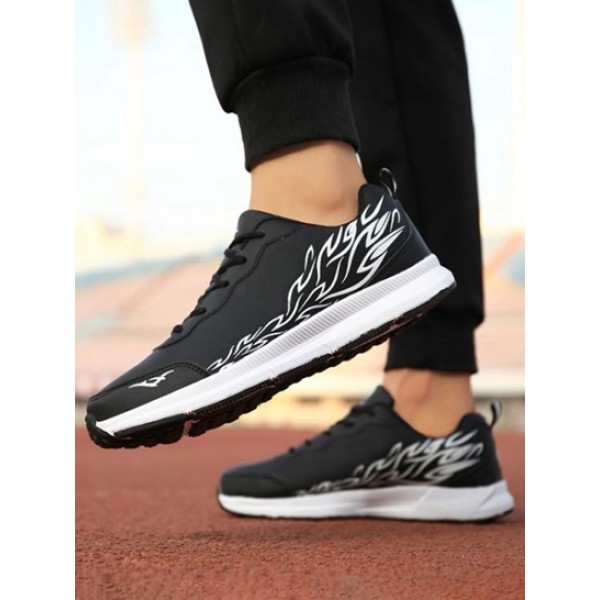 Graphic Print Colorblock Lace Up Front Sports Shoes