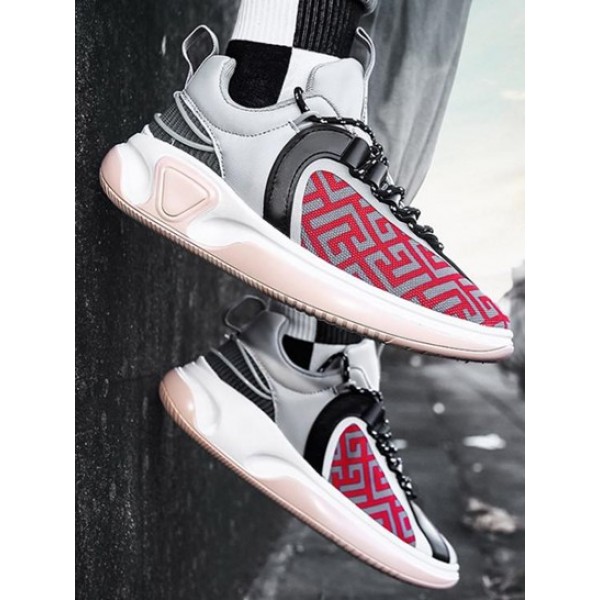 Colorblock Graphic Lace Up Sneakers